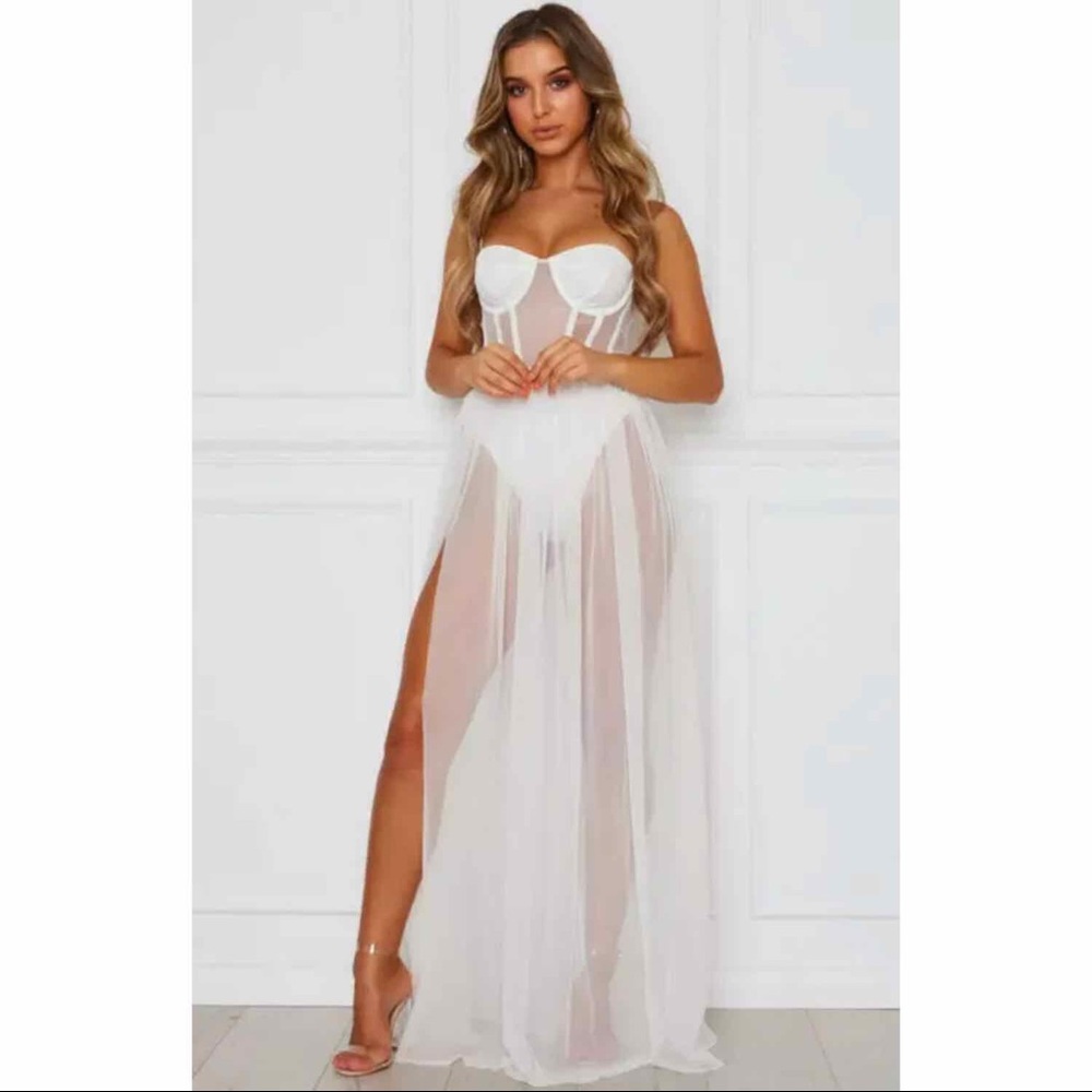 New! Festival white Bohemian mesh dress - Picture 2 of 5